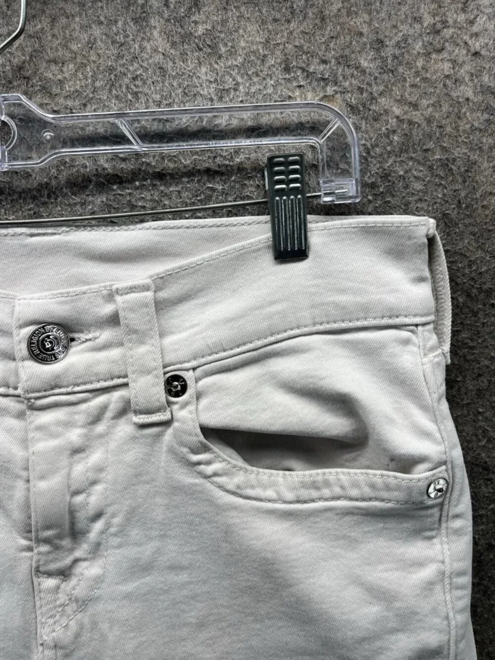 True Religion Rocco Jeans Mens 29 White Relaxed Skinny Denim Light Wash